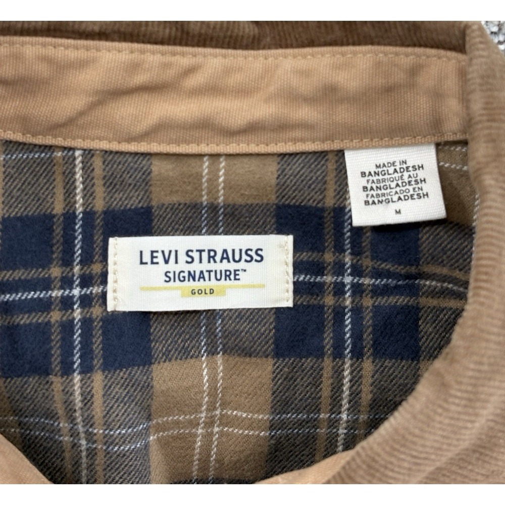Levi Strauss Signature Utility Shirt Jacket Mens M Khaki Fleece Lined Canvas NEW - Picture 3 of 10